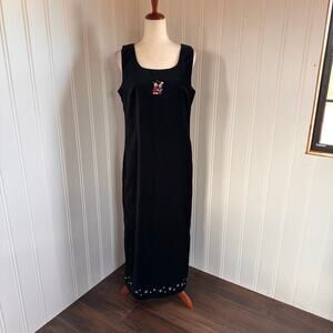 Y2K Mickey Mouse Velvet Maxi Dress M